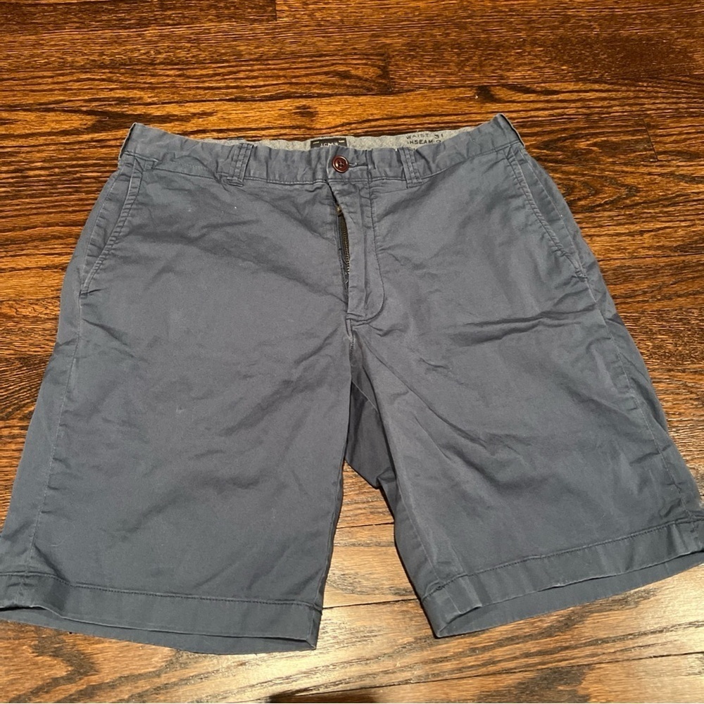 J. Crew Chino Shorts Mens 31 Blue Stretch Preppy Casual 9" Inseam